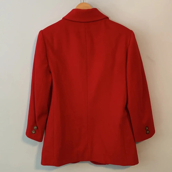 Lands end wool cashmere blend red blazer size 10P single button classic jacket - Picture 6 of 13